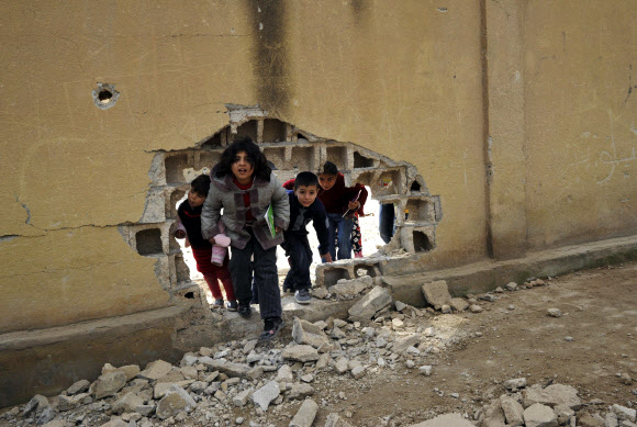 시리아 쿠르드족 마을 코바네의 학교 풍경