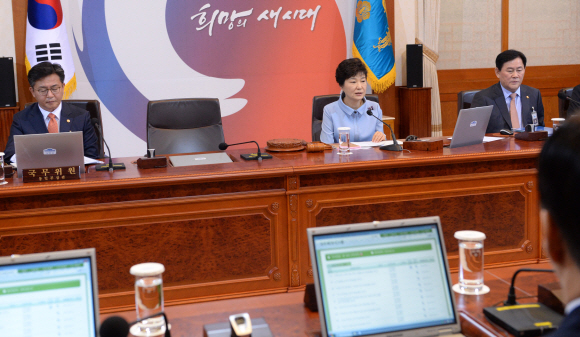 박근혜 대통령이 12일 열린 국무회의에서 모두발언을 하고있다.  안주영 기자 jya@seoul.co.kr