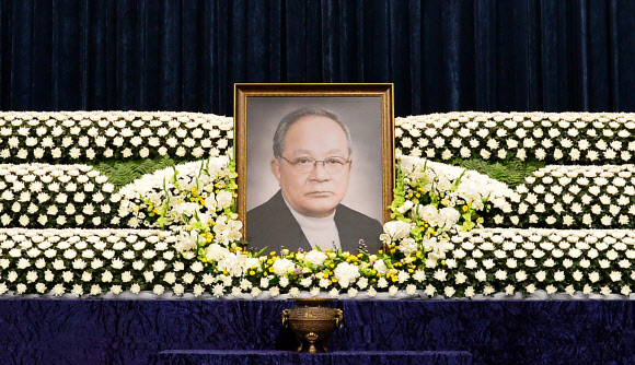 20일 서울 중구 필동 CJ인재원에서 열린 고(故) 이맹희 CJ 명예회장 영결식장 내부.  CJ그룹 제공