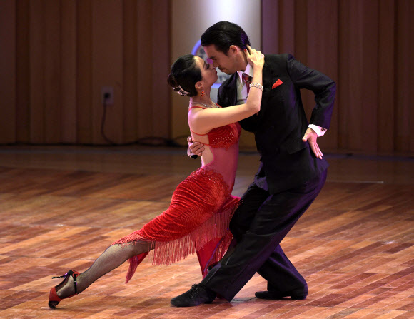 20일(현지시간) 아르헨티나 부에노스아이레스에서 열린 ‘2015 탱고 월드 챔피언십’ 스테이지 부문에 참가한 일본 선수들이 실력을 뽐내고 있다. ⓒ AFPBBNews=News1