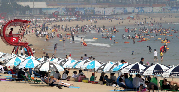 ”해운대 파라솔 시원해요”