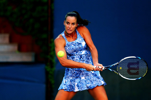 호주 테니스 선수 자밀라 가즈도소바가 1일(현지시간) 미국 뉴욕의 USTA 빌리 진 킹 국립 테니스 센터에서 열린 2014 US오픈 테니스 대회 여자단식에서 플라비아 페네타를 상대로 경기를 펼치고 있다. ⓒ AFPBBNews=News1