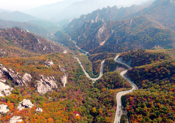 7일 강원도 설악산 한계령 정상부근에서 단풍이 시작되고 있다. 기상청은 18일 설악산 단풍이 절정에 이를것으로 예상했다.  연합뉴스