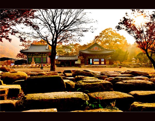 가을 햇살을 받은 경북 군위군 고로면 화북리에 있는 천년고찰 인각사가 자연의 순수한 아름다움을 그대로 보여 주고 있다. 군위군 제공 