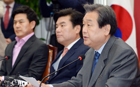 19일 국회에서 열린 새누리당 최고위원회의에서 김무성 대표가 발언을 하고 있다. 도준석 기자 pado@seoul.co.kr