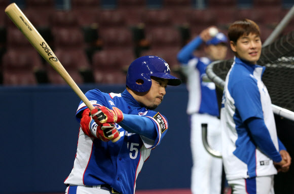 타격 연습하는 이용규