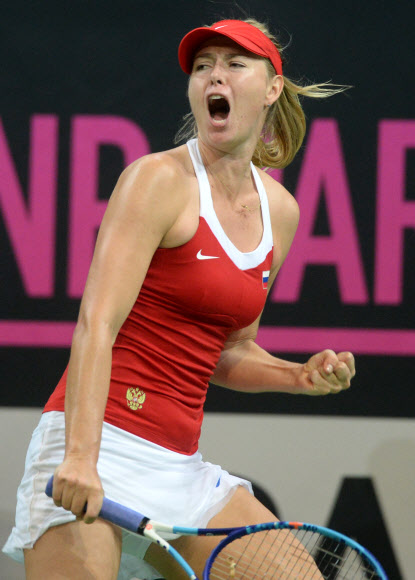 러시아 마리아 샤라포바와 체코 페트라 크비토바와의 15일(현지시간) 경기