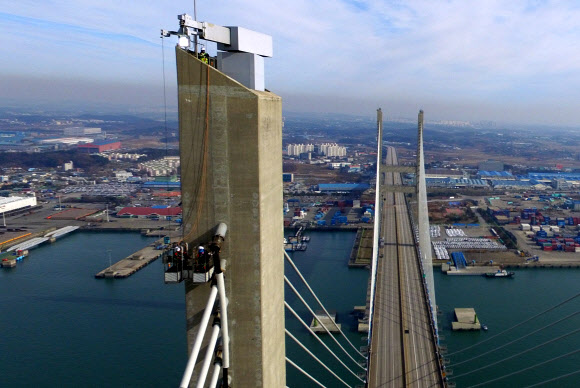 서해대교 주탑 케이블 복구작업 착수