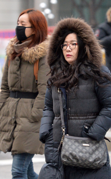 소한인 6일 서울 광화문에서 시민들이 두꺼운 옷차림으로 출근하고 있다.  손형준 기자 boltagoo@seoul.co.kr