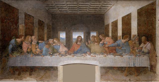 레오나르도 다빈치의 ‘최후의 만찬’(1498). 르네상스 시대 대표적인 미술가이자 과학자, 기술자인 다빈치는 최후의 만찬에 원근법과 다양한 기하학적 기술을 포함시켜 작품을 완성했다.   위키피디아 제공
