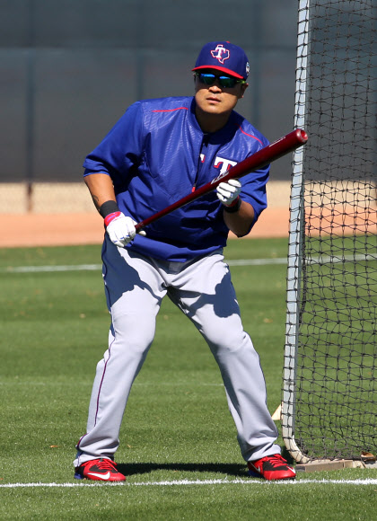 번트 훈련하는 추신수