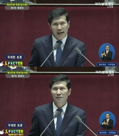 ‘필리버스터 100시간 돌파’ 이학영 의원. 방송 캡쳐