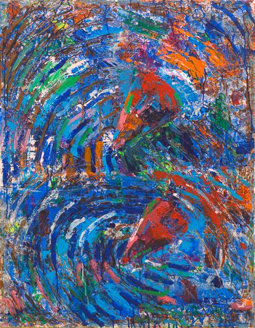 우주에 가득한 신비한 기운과 생명의 기운을 조형적으로 표현하는 곽훈 화백이 개인전에서 선보이고 있는 2016년 작품 ‘무제’ 1점. 역동성과 내면에서 들리는 생명의 소리를 표현하고 있다. 갤러리 신라 제공