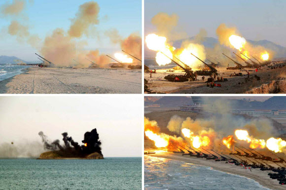 北김정은, 장거리 포병대 훈련 지휘