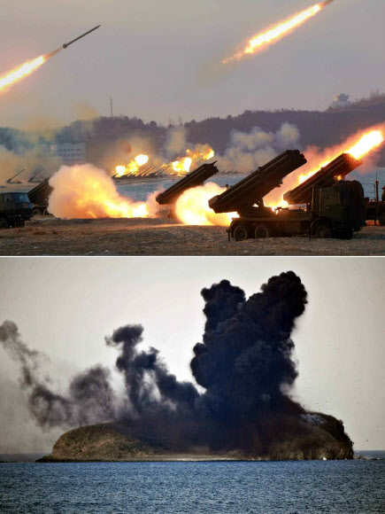 北김정은, 장거리 포병대 훈련 지휘