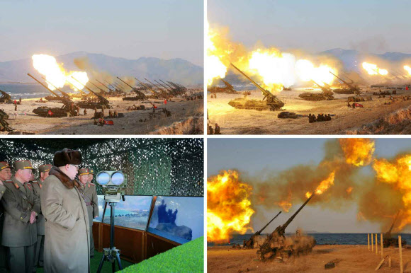 北김정은, 장거리 포병대 훈련 지휘