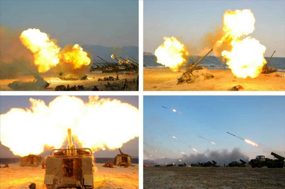 北김정은, 장거리 포병대 훈련 지휘