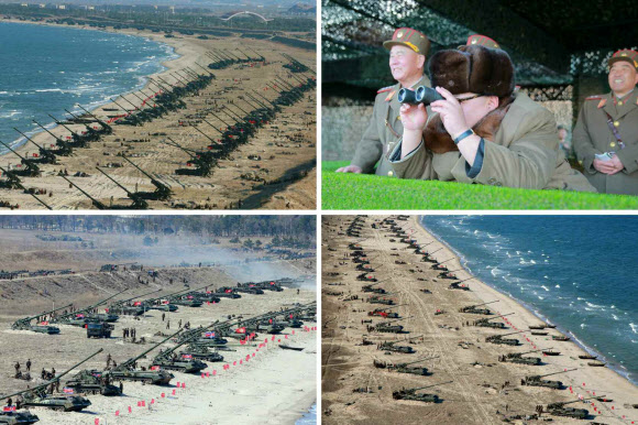 北김정은, 장거리 포병대 훈련 지휘