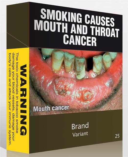 호주의 흡연경고그림. 흡연이 구강암을 유발한다는 내용을 담고 있다. 출처=담배업계 제공