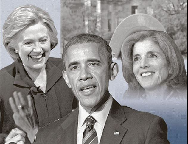 왼쪽부터 힐러리 클린턴, 버락 오바마, 캐럴라인 케네디.
