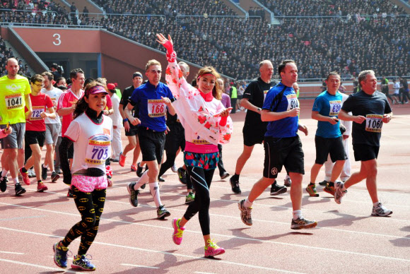 만경대상국제마라톤 참가한 외국인