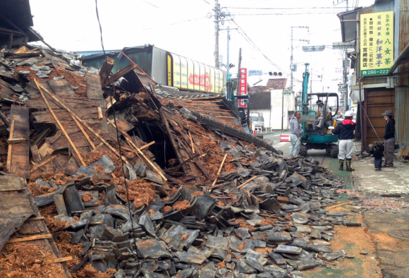 2016년 일본 지진에 피해를 입은 모습. 서울신문DB