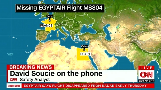 카이로 항공기 실종. CNN 방송화면 캡처