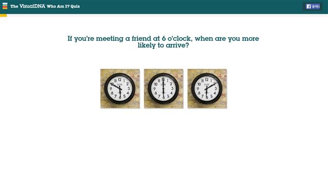 영국의 비주얼DNA’홈페이지. 방문자에게 “친구와 약속이 6시에 있으면 보통 언제 나가나요”라는 단순한 질문 들을 통해 고객의 성향을 파악하고 이를 가치 있는 정보로 재가공한다.