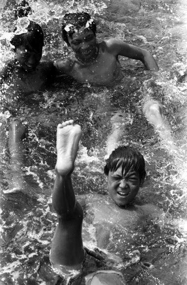 1980년 물놀이하는 남자아이들