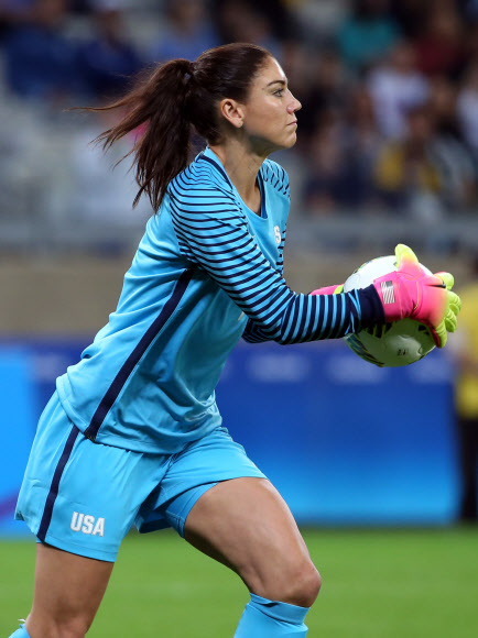 　미국 여자축구 대표팀의 수문장 호프 솔로. AP 자료사진