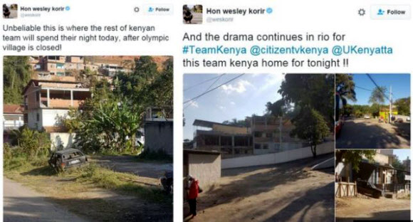 케냐의 마라토너이자 선수단 주장인 웨슬리 코리르는 26일(한국시간) 자신의 트위터에 올림픽이 폐막한 뒤 케냐 선수단이 머문 판자촌의 사진과 관련 글을 올렸다. 코리르가 올린 사진에는 리우의 허름한 빈민가 모습이 담겨 있다.  코리르는 이곳에 도착한 직후 ”여기에서 하룻밤을 자야 한다는 사실이 믿기지 않는다”고 탄식했다. 아침에 일어난 뒤에는 ”밤새 총성이 들렸다”며 ”선수들은 절대 밖에 나가지 말라는 문자 메시지를 받았다”고 적었다. 그러면서 ”드라마에서나 볼 수 있을 것 같은 이곳을 떠나게 돼 이렇게 행복할 수 없다”며 ”빨리 가족을 보고 싶다”고 덧붙였다.  연합뉴스