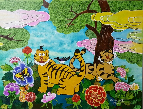 꽃과 나비, 호랑이를 의인화한 조서영 화가의 천·지·인 작품