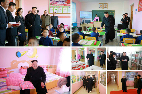 김정은 북한 노동당 위원장이 새로 건설된 평양초등학원을 시찰했다고 노동신문이 2일 보도했다. 평양초등학원과 지난해 7월 신축된 평양중등학원은 모두 고아를 위한 교육기관이다. 연합뉴스