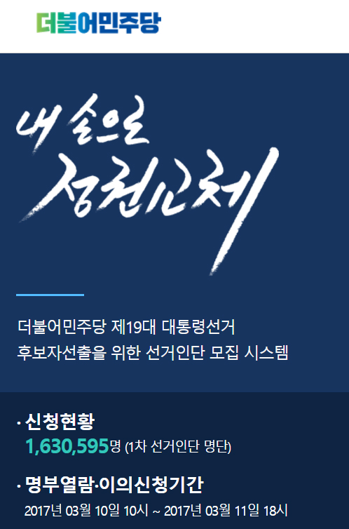 민주당 경선 선거인단 1차 모집 마감…160만명 신청