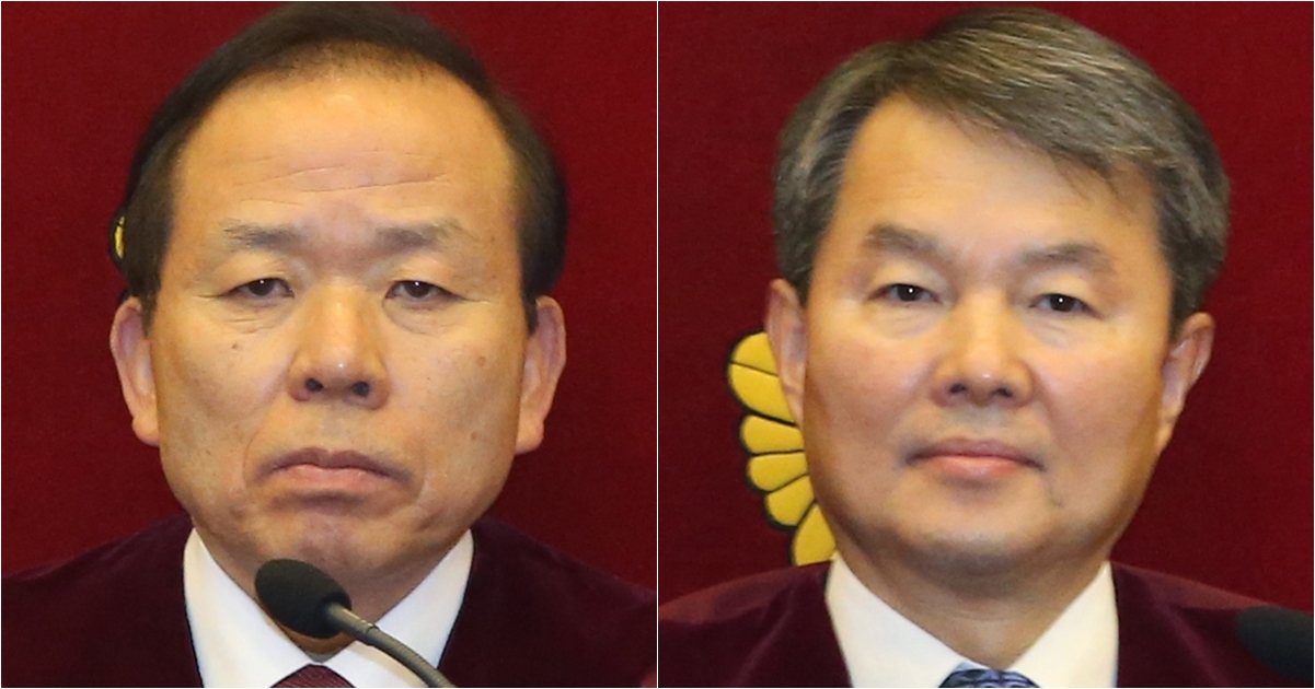 박근혜 탄핵 심판에서 보충의견으로 세월호를 언급한 김이수(왼쪽) 재판관과 이진성 재판관.