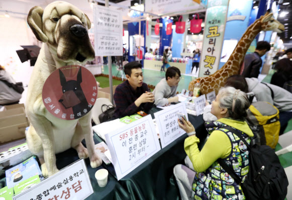 상담받는 관람객들