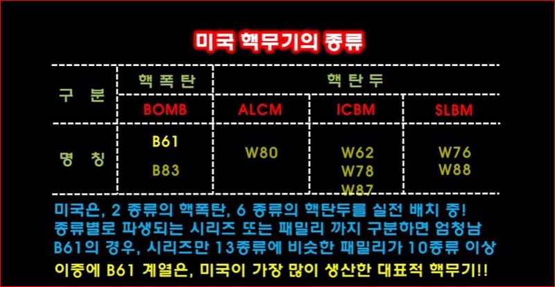 미국 핵무기 종류
