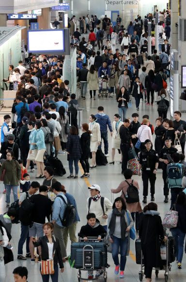 연휴 앞두고 출국 여행객으로 붐비는 인천공항