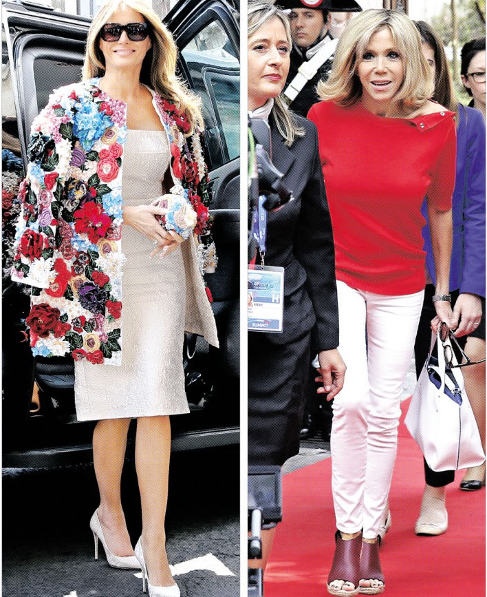 5700만원짜리 재킷 VS 흰색 스키니… ‘극과 극’ G7 영부인 패션