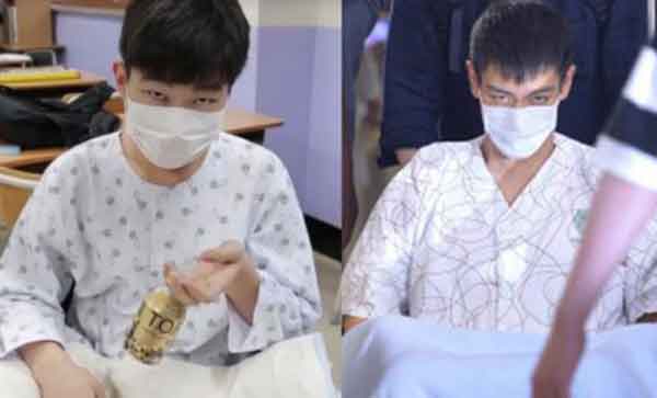 대마초 흡입 혐의로 기소 된 빅뱅의 탑(오른쪽)을 패러디한 학생.