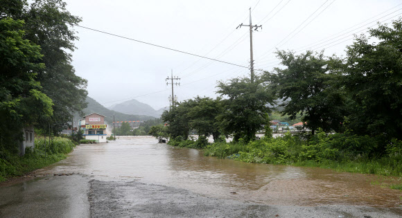 폭우로 침수된 괴산군 마을