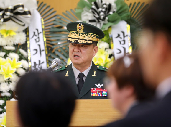 개식사 하는 제갈용준 육군 5군단장