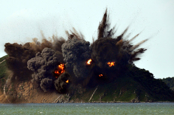 북한, 섬 점령 위한 대상물 타격경기 훈련