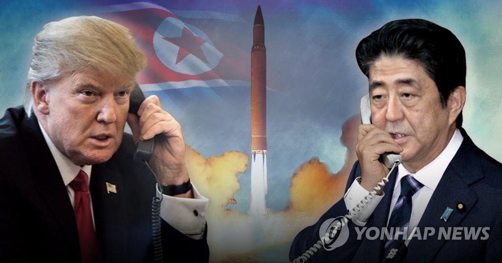 트럼프·아베, 북한 미사일 도발 이후 이틀 연속 통화