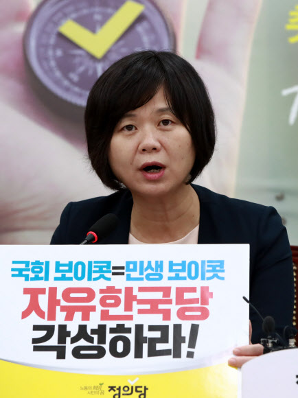 이정미 대표, 한국당 국회 보이콧 규탄