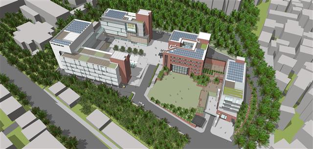 홍릉연구단지 안에 조성되는 서울바이오허브 조감도. 주변 한국과학기술연구원(KIST), 한국과학기술원(KAIST), 고려대병원, 경희대병원 등의 연구기관·병원뿐 아니라 100개 이상 벤처기업 유치를 추진하고 있다.