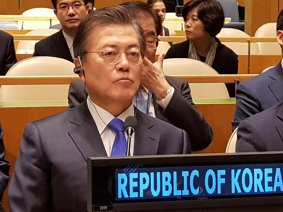 유엔 총회 기조연설 앞두고 있는 문재인 대통령 모습. 청와대 페이스북