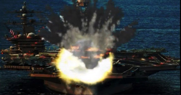 北매체, B-1Bㆍ핵항모 칼빈슨 타격 합성사진 공개