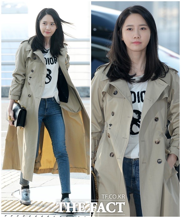 디올 SS17 랜드마크 팝업 스토어 행사에 참석하기 위해 2월 28일 오전 인천국제공항을 통해 홍콩으로 출국하는 걸그룹 소녀시대의 멤버 윤아.