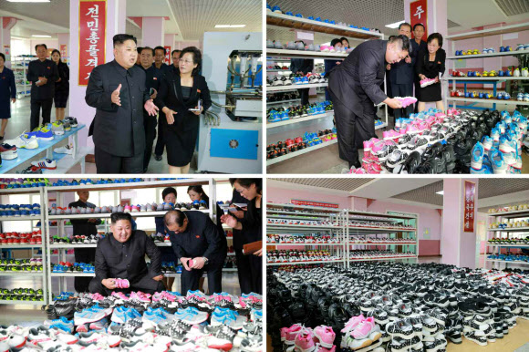 김정은 북한 노동당 위원장이 부인 리설주와 함께 운동화를 생산하는 평양 류원신발공장을 시찰했다고 노동당 기관지 노동신문이 19일 보도했다. 이날 시찰에는 김 위원장의 여동생인 김여정 당 부부장도 동행했다.  연합뉴스